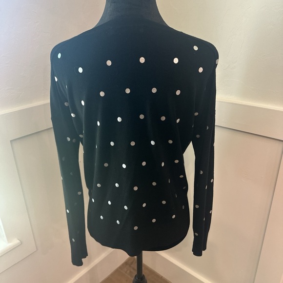Zara Black and Silver Crew Neck Sweater with Polka Dots - Picture 2 of 3